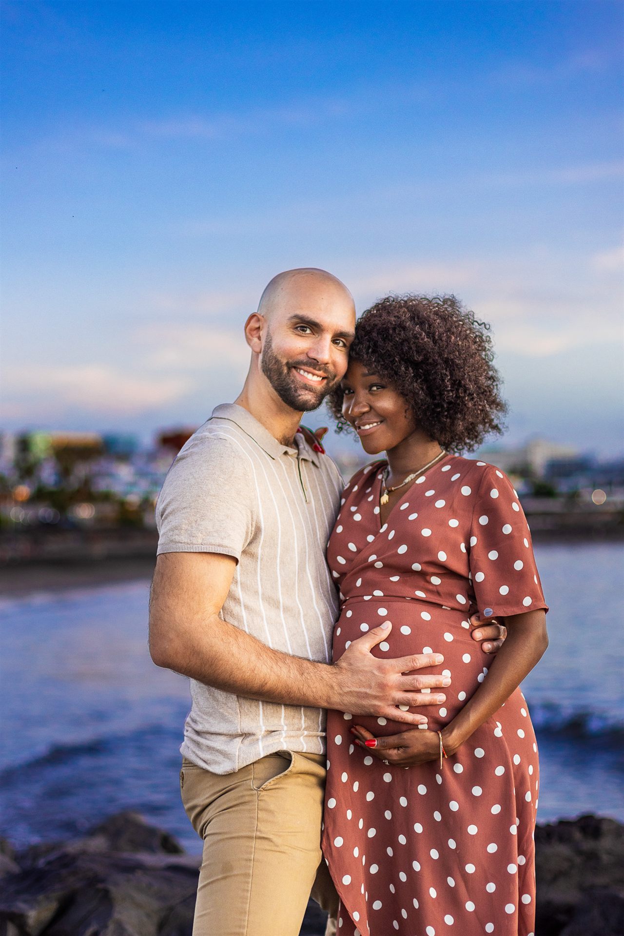Babymoon-Fotoshooting Playa Fañabé Costa Adeje Sonnenuntergang