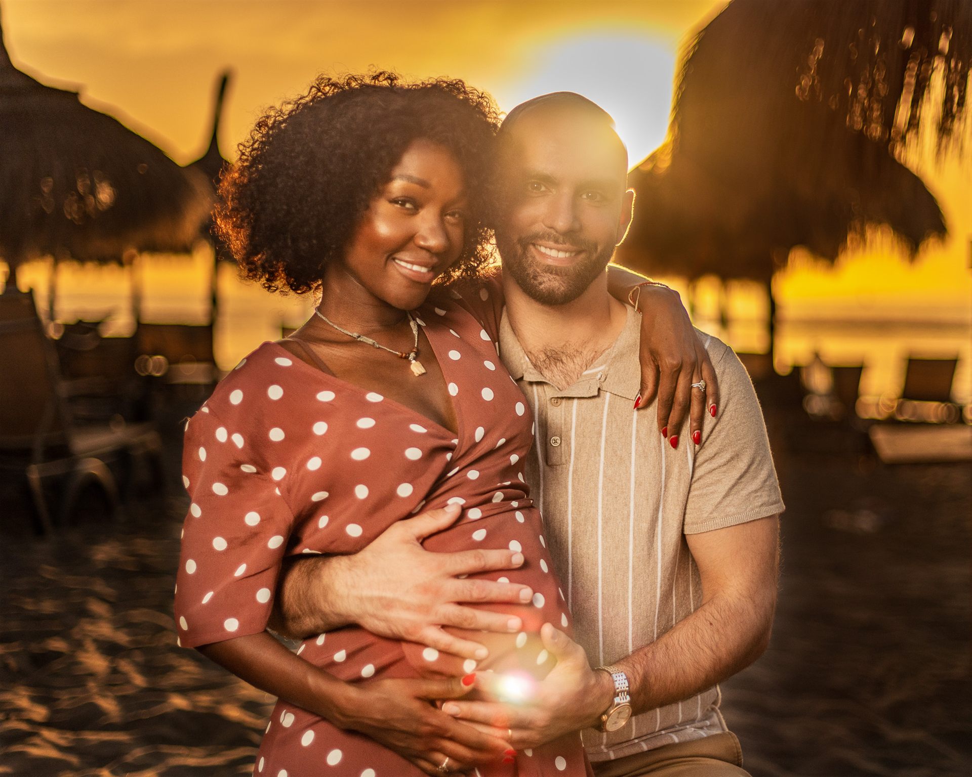 Babymoon-Fotoshooting Playa Fañabé Costa Adeje Sonnenuntergang