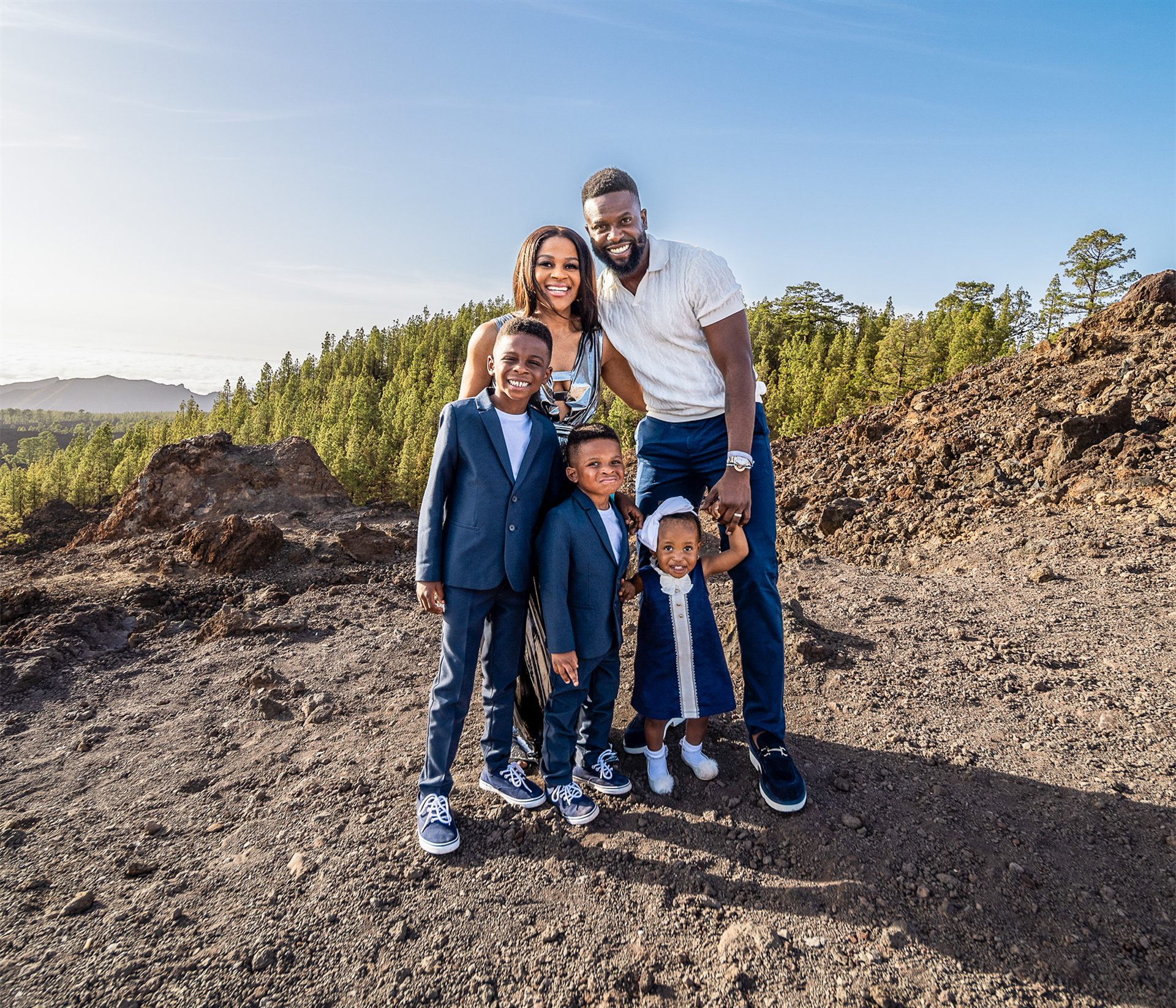 Family from the US enjoying the volcanic scenery near Santiago del Teide